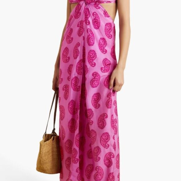 NWT VIX Paula Hermanny Leela Cutout Open-back Printed Dress Women Size Med - Picture 2 of 5